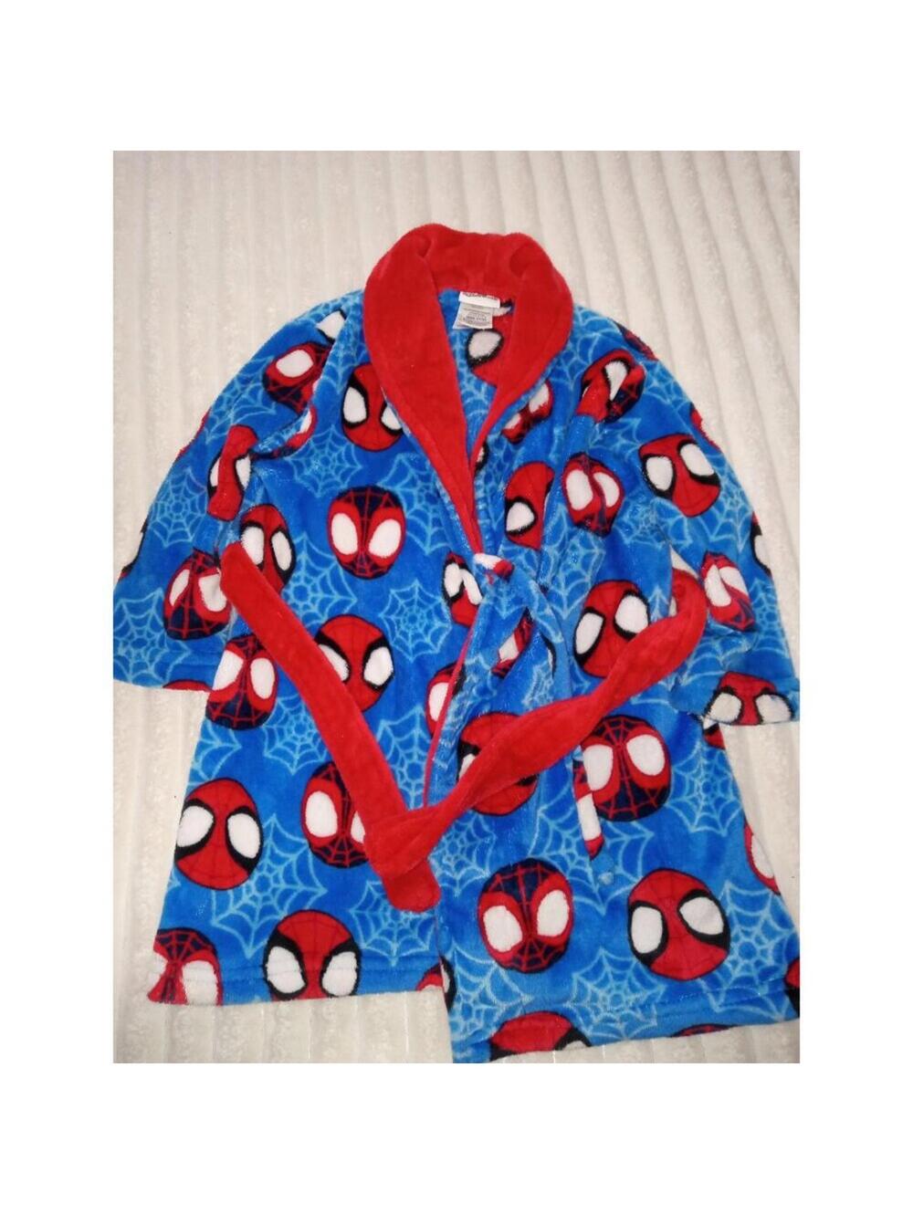 Spiderman Plush Bath Robe Boys Size 2T-3T